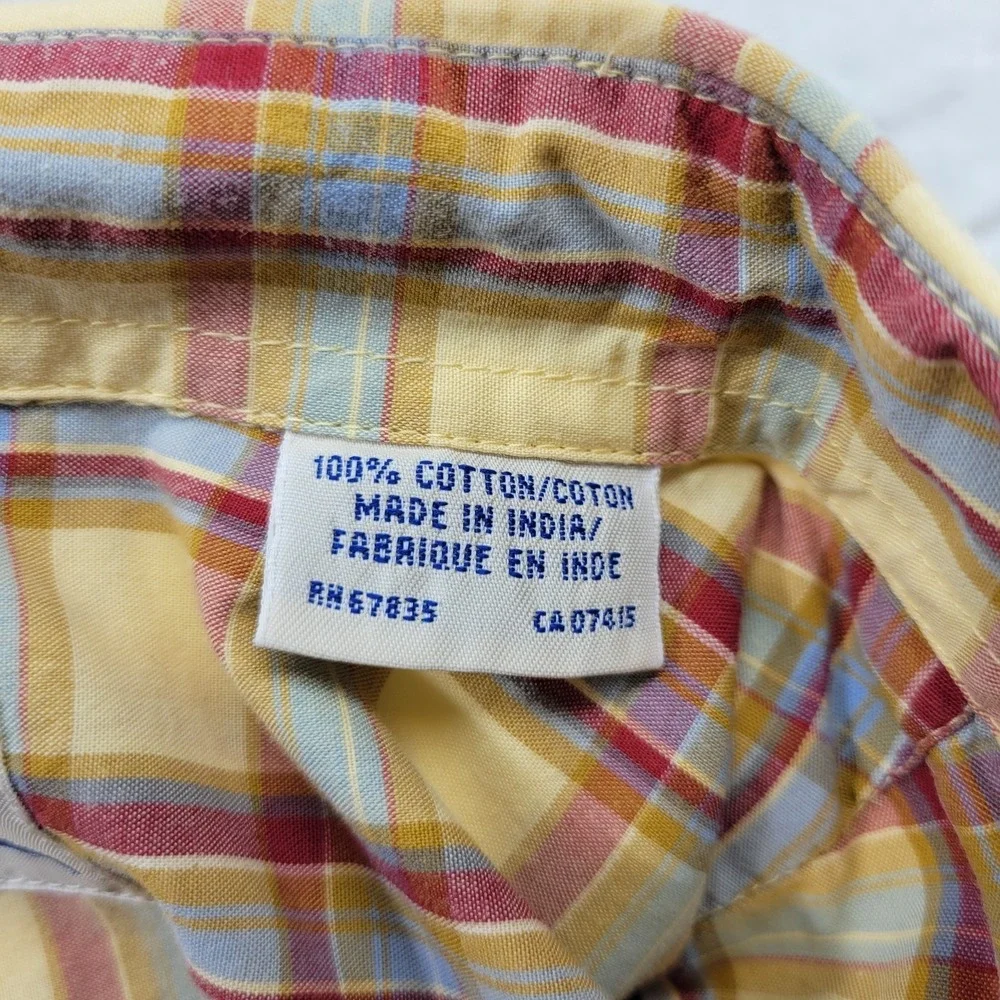 Nautica Jean Company plaid 100% cotton short sleeve dress shirt size L